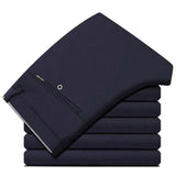 Moda verão masculina negócios casual calças compridas terno calças masculinas elásticas retas calças formais mais grande Size28-40