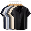 Juventude casual praia camisas de manga curta cor sólida solta casual respirável camisa leve streetwear masculino botão topos