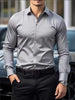 Fgkks nova camisa masculina nova marca cor sólida manga longa tecido elástico masculino múltiplas cores qualidade camisa básica