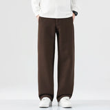 2025 automne nouveau Vintage Simple laine douce pantalon de costume droit pour hommes vêtements cordon couleur unie pantalon LX8288