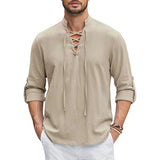 Camisa renascentista masculina pirata medieval viking topo camisas de linho de algodão masculino manga comprida traje de halloween