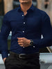 Fgkks nova camisa masculina nova marca cor sólida manga longa tecido elástico masculino múltiplas cores qualidade camisa básica