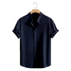 Juventude casual praia camisas de manga curta cor sólida solta casual respirável camisa leve streetwear masculino botão topos