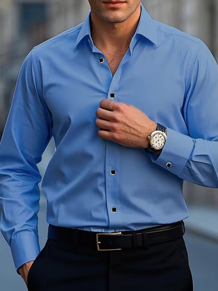 Fgkks nova camisa masculina nova marca cor sólida manga longa tecido elástico masculino múltiplas cores qualidade camisa básica