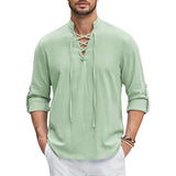 Camisa renascentista masculina pirata medieval viking topo camisas de linho de algodão masculino manga comprida traje de halloween