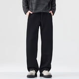 2025 automne nouveau Vintage Simple laine douce pantalon de costume droit pour hommes vêtements cordon couleur unie pantalon LX8288