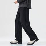 2025 automne nouveau Vintage Simple laine douce pantalon de costume droit pour hommes vêtements cordon couleur unie pantalon LX8288