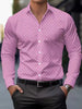 Camisas de vestido de design de gola de lapela com estampa geométrica masculina, camisa de manga comprida casual camisa de botão para ocasiões formais
