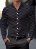 Camisas de vestido de design de gola de lapela com estampa geométrica masculina, camisa de manga comprida casual camisa de botão para ocasiões formais