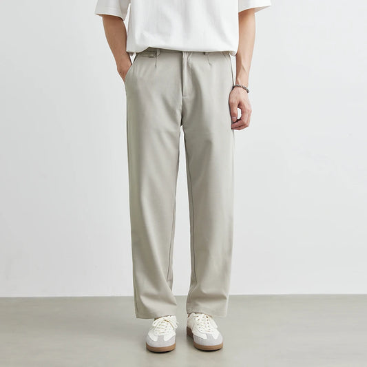 Pantalon de costume droit décontracté pour hommes, nouvelle mode d'été 2025, pour les déplacements professionnels, le travail, pantalon de costume pour hommes