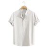 Juventude casual praia camisas de manga curta cor sólida solta casual respirável camisa leve streetwear masculino botão topos