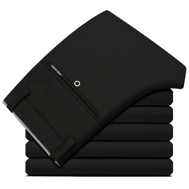 Moda verão masculina negócios casual calças compridas terno calças masculinas elásticas retas calças formais mais grande Size28-40