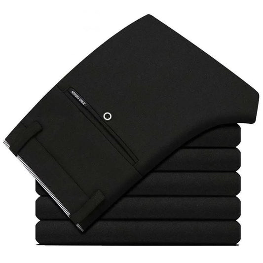 Moda verão masculina negócios casual calças compridas terno calças masculinas elásticas retas calças formais mais grande Size28-40